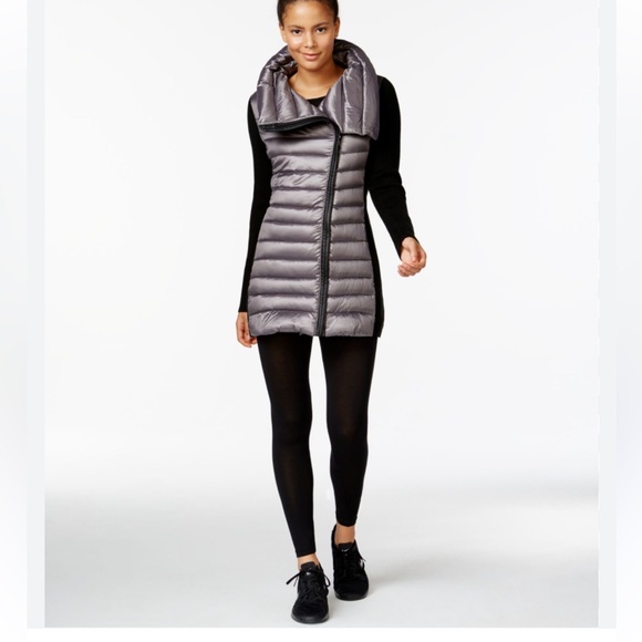 Calvin Klein Women's Silver and black Puffer coat in size Large - Picture 1 of 7